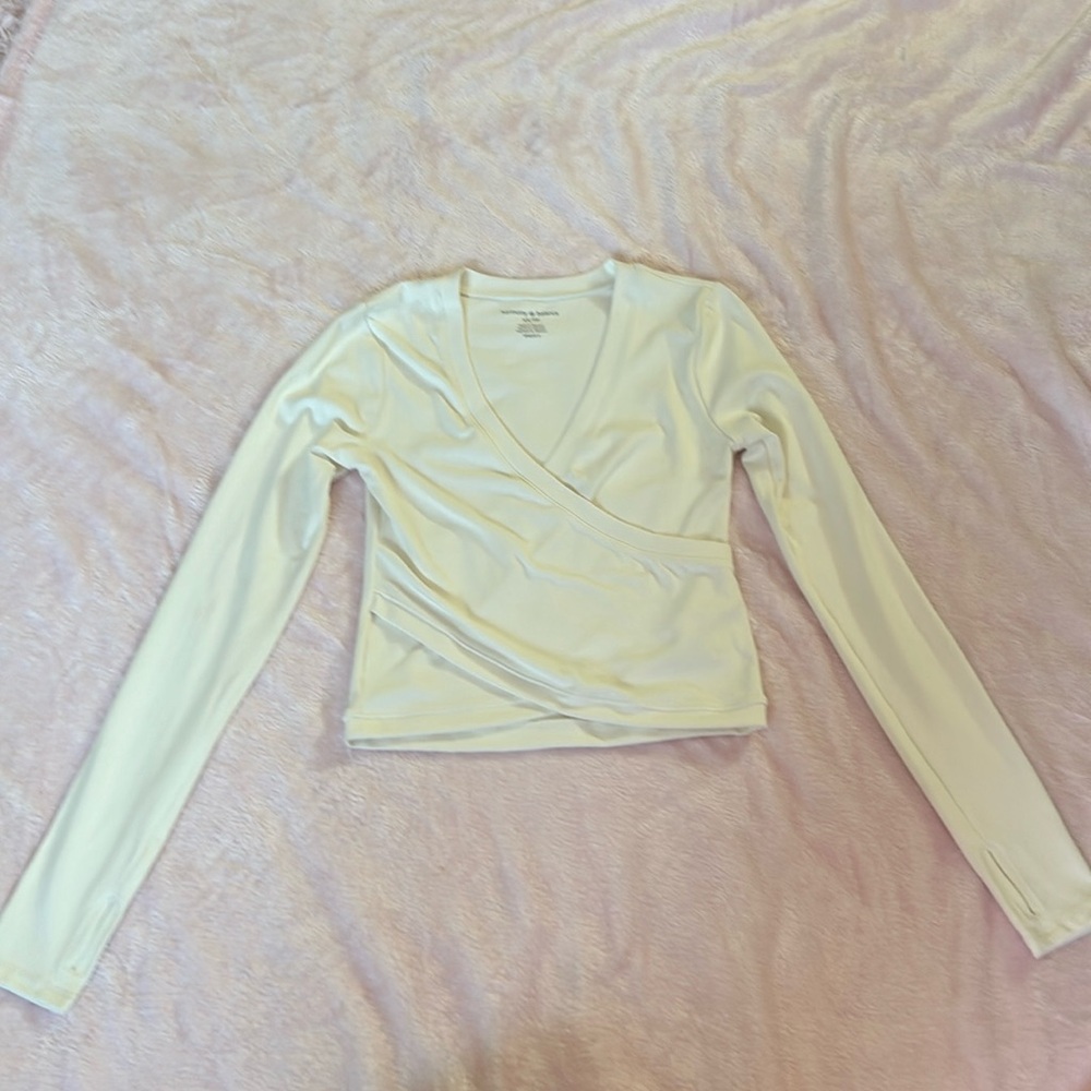 Long Sleeved White Atheleisure Top
